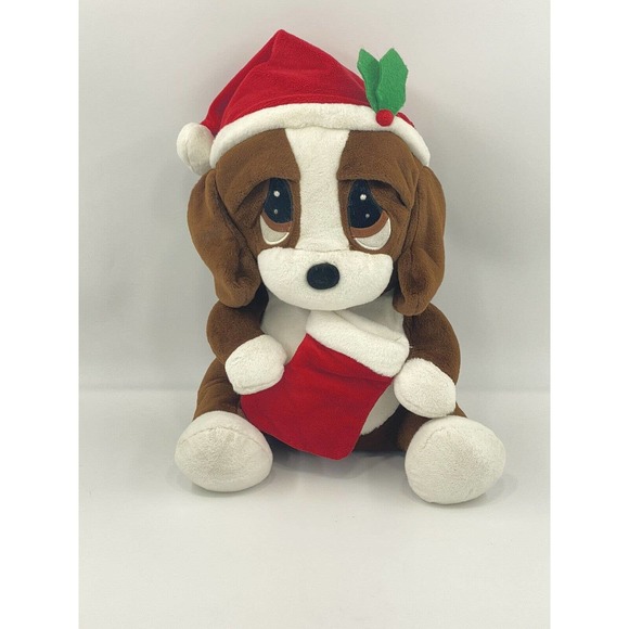 Dan Dee Sad Sam & Honey Plush 15 Inch Puppy Dog Holiday Christmas Stocking Santa - Picture 1 of 8